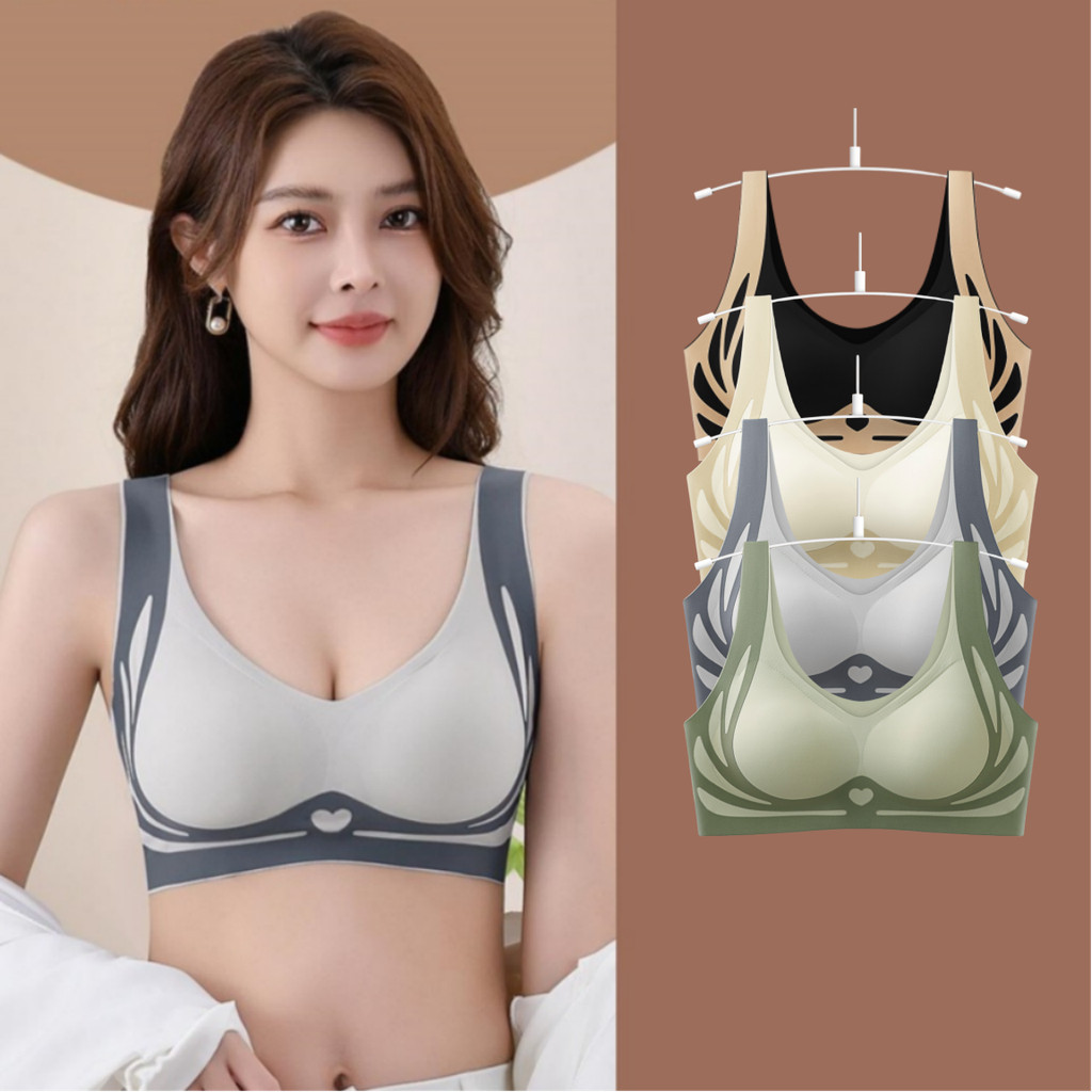 #390 เสื้อชั้นในสายใหญ่ขนาดพิเศษ ตัวบรายกกระชับหน้าอกให้สวยได้รูป บราที่ไม่มีโครงเหล็ก ไร้โครงไร้รอบยต่อ