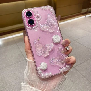 3Dผีเสื้อGlitterสําหรับiPhone 17 Pro Max17 Air16 14 15 Plus 13 12 11 Pro Max X XR XS Max 7 8 Plus X Xs 2020 กันกระแทกเงาGlitterกรณี