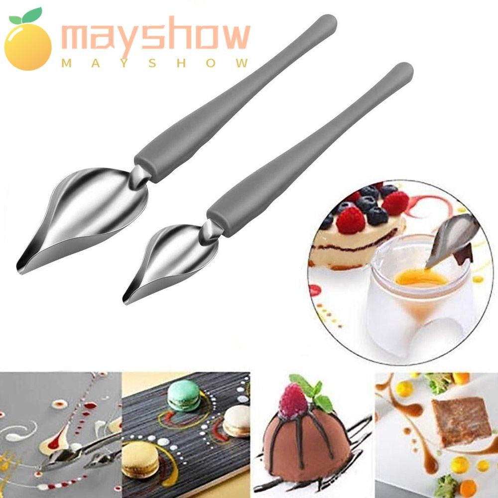 MAYSHOW Valon ซอสช้อนครัวเครื่องมือคุณภาพสูงตกแต่งขนมหวานสแตนเลสซอสภาพวาดครัวหัวฉีดช้อน