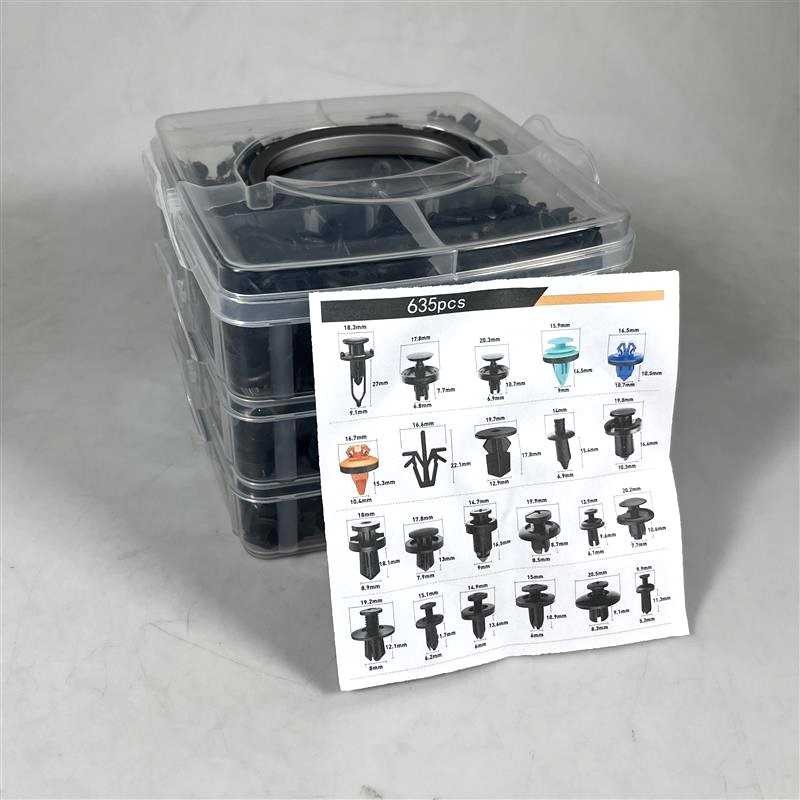 PARVEZO - คลิปข้อต่อสลักเกลียวหมุดย้ํารถยนต์พร้อมคันโยก 635 ชิ้น