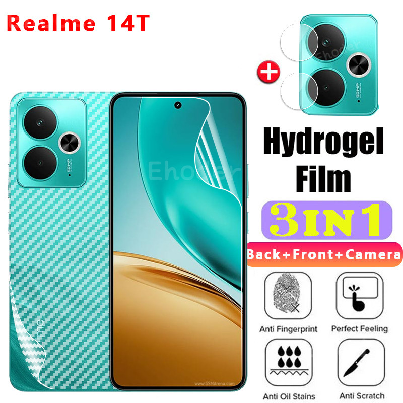 สําหรับRealme 14 T 5G 2025 ฟิล์มไฮโดรเจลป้องกันหน้าจอนุ่มฝาครอบเลนส์กล้องฟิล์มใสบนRealme14T 14T Real