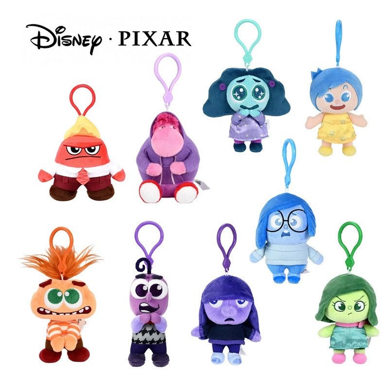 ตุ๊กตาพวงกุญแจตุ๊กตาดิสนีย์ Official Inside Out ของเล่น Worry และ Joy จี้พวงกุญแจกระเป๋าเป้