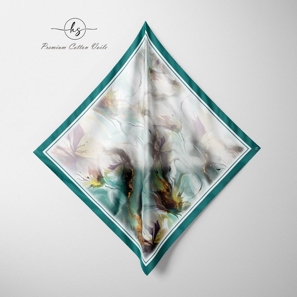 HARMONY G Edition Tudung Bawal Cotton Voile PREMIUM Square Hijab พิมพ์ B45+