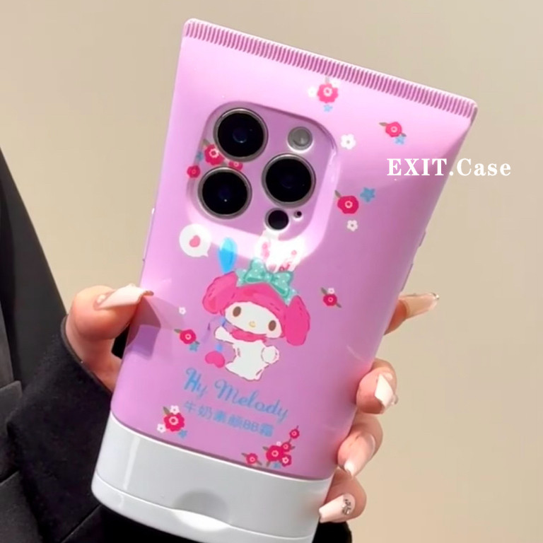 ♥️ EXIT⚡️HelloKitty Sparkling Powder 3D BB Cream Fun Facial Cleanser ใช้ได้กับ iPhone 16 15 14 13 12 11 Pro Max เคสโทรศัพท์ Anti fall protection ฝาหลัง