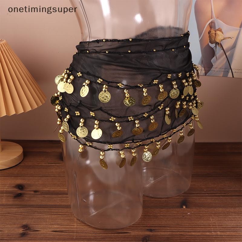 Onetimingsuper Belly Dance ผ้าพันคอสะโพกห่อเข็มขัดกระโปรง Sequins sels อินเดียเต้นรําแจ๊สผ้าพันคอสะโพกเข็มขัดสาว Stage Performance เครื่องแต่งกาย OTP