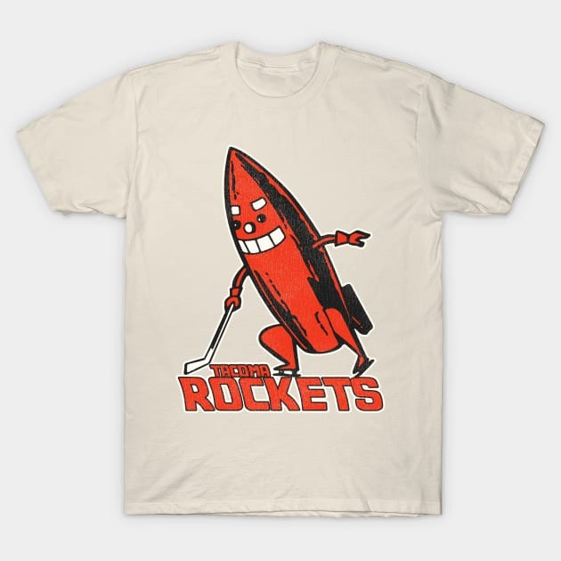เสื้อยืด Vintage Defunct Tacoma Rockets Hockey Team T-Shirt แท้ Cotton 100% สีขาว เกาหลี