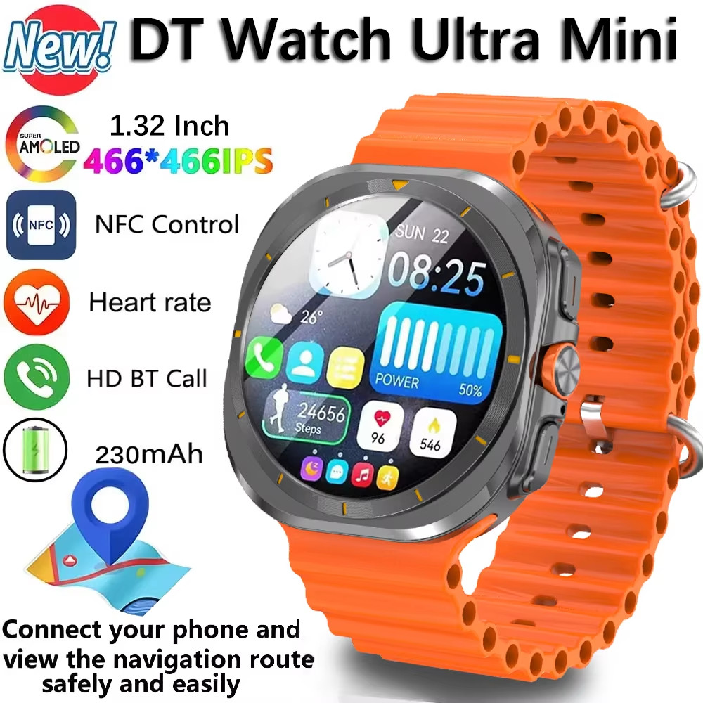 DT Ultra Mini Smartwatch 4GB ROM AMOLED BT Call เข็มทิศ TWS NFC ChatGPT เกม Smartwatch 3D Vision Sma