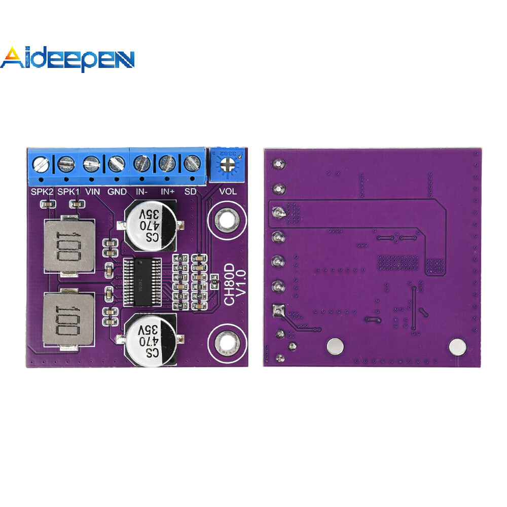 AIDEEPEN CH80D 80W Stereo Serial Port Class D Single Channel Voice Audio Amplifier Module DC 5-26V