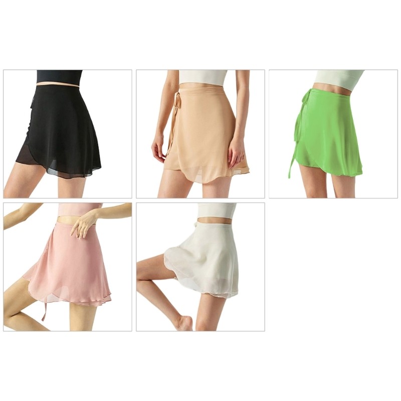 Womens Ballet Wrap Skirt Gymnastics Dance Short Skirt with Adjustable Waist Ties