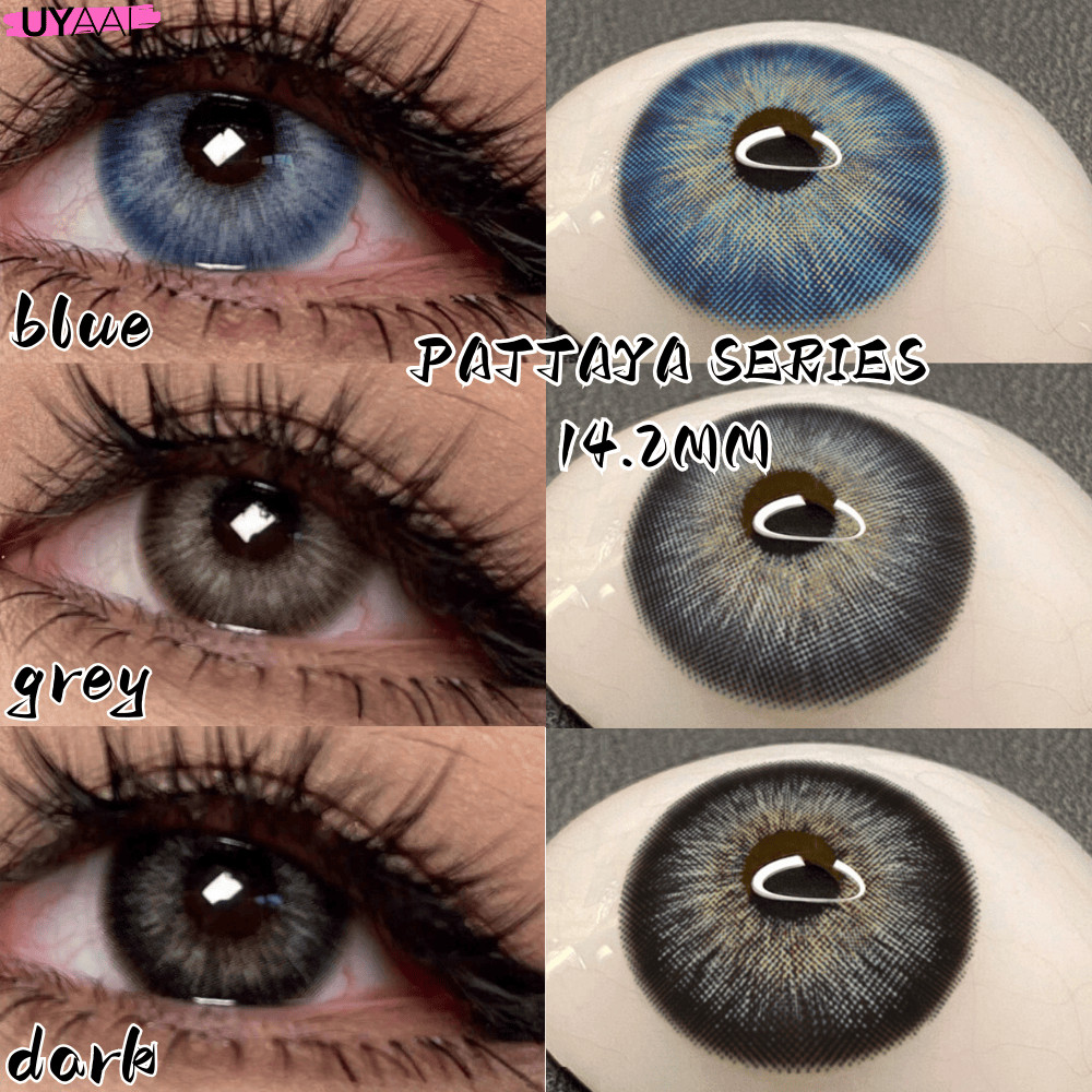 คอนแทคเลนส์ [0.00~-6.00] UYAAI x FRESHLADY PATTAYA series คอนแทคเลนส์สี 14.2mm blue grey dark คอนแทค