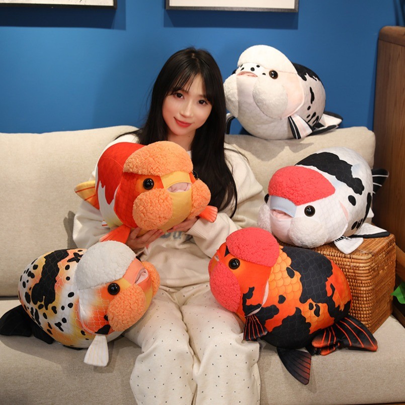 50ซม.ตุ๊กตาของเล่นRanchuปลาทองสีดําRanchu Soft Kawaii Cuddlyของเล่นตุ๊กตาวันเกิดวาเลนไทน์ของขวัญ