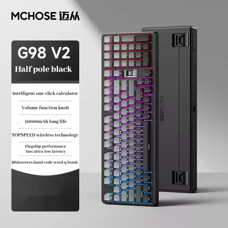 MCHOSE G98 V2 Mechanical Keyboard with Knob 10000mAh 3mode Wireless Gasket Structure Hot Swappable S