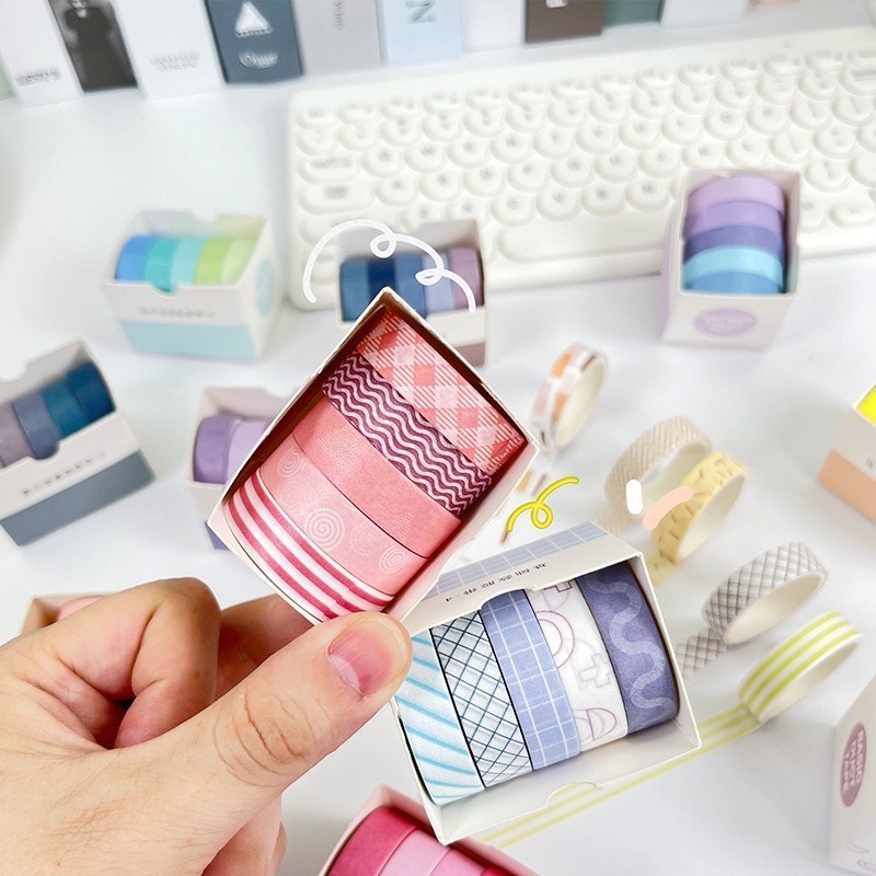 TTT Roll Masking Tape ชุด 5 ชิ้น Essential Collection รูปแบบพื้นฐานบรรจุ 5 เทปกระดาษ Washi สีสันสดใส
