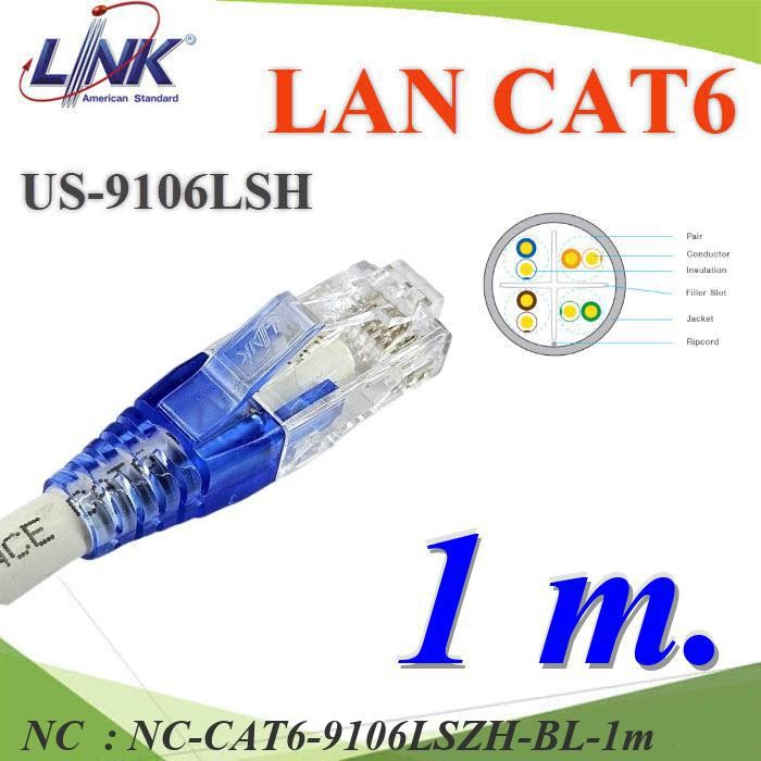 NC 1 เมตร สายแลนสำเร็จรูป Link CAT6 US-9106LSZH สีขาว CAT6-9106LSZH-BL-1m