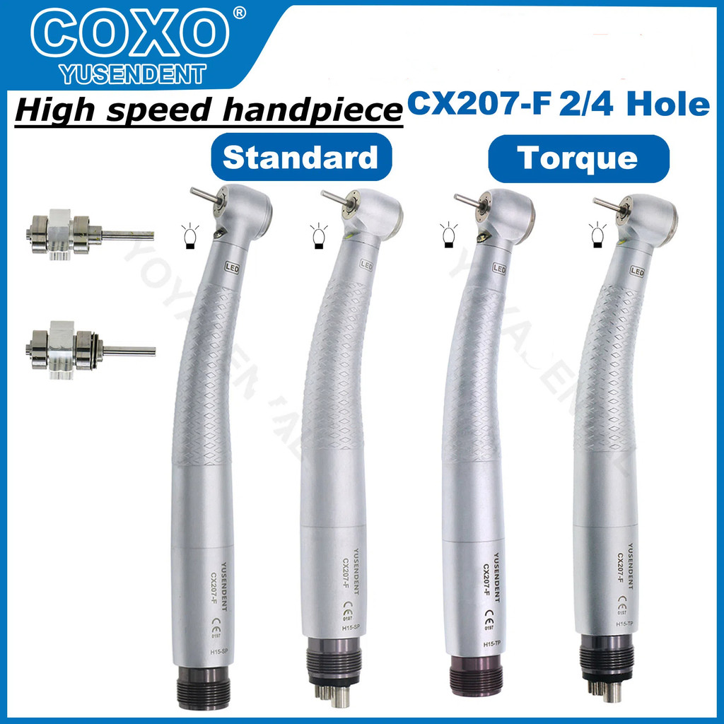 COXO CX207-F Handpiece ทันตกรรม LED Handpiece ความเร็วสูง E เครื่องกําเนิดไฟฟ้าแรงบิด/มาตรฐานหัวกังหันความเร็วสูง 2/4 หลุม