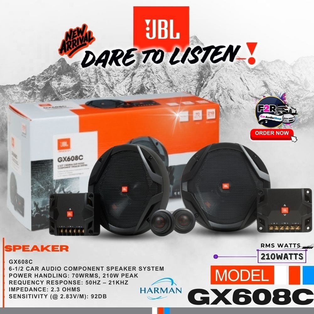 ลำโพงแยกชิ้น6.5นิ้ว JBL รุ่น GX608C รุ่นท๊อป ลำโพงเสียงติดรถยนต์ ของแท้100% ลงทะเบียนข้างกล่องได้