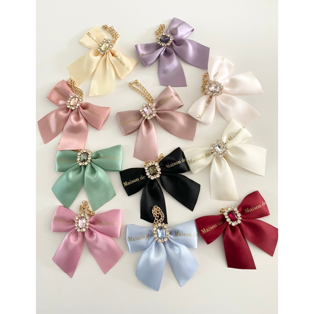 อัญมณีประกายสไตล์ญี่ปุ่นพร้อมเพชรจี้โบว์น่ารักกระเป๋าจี้