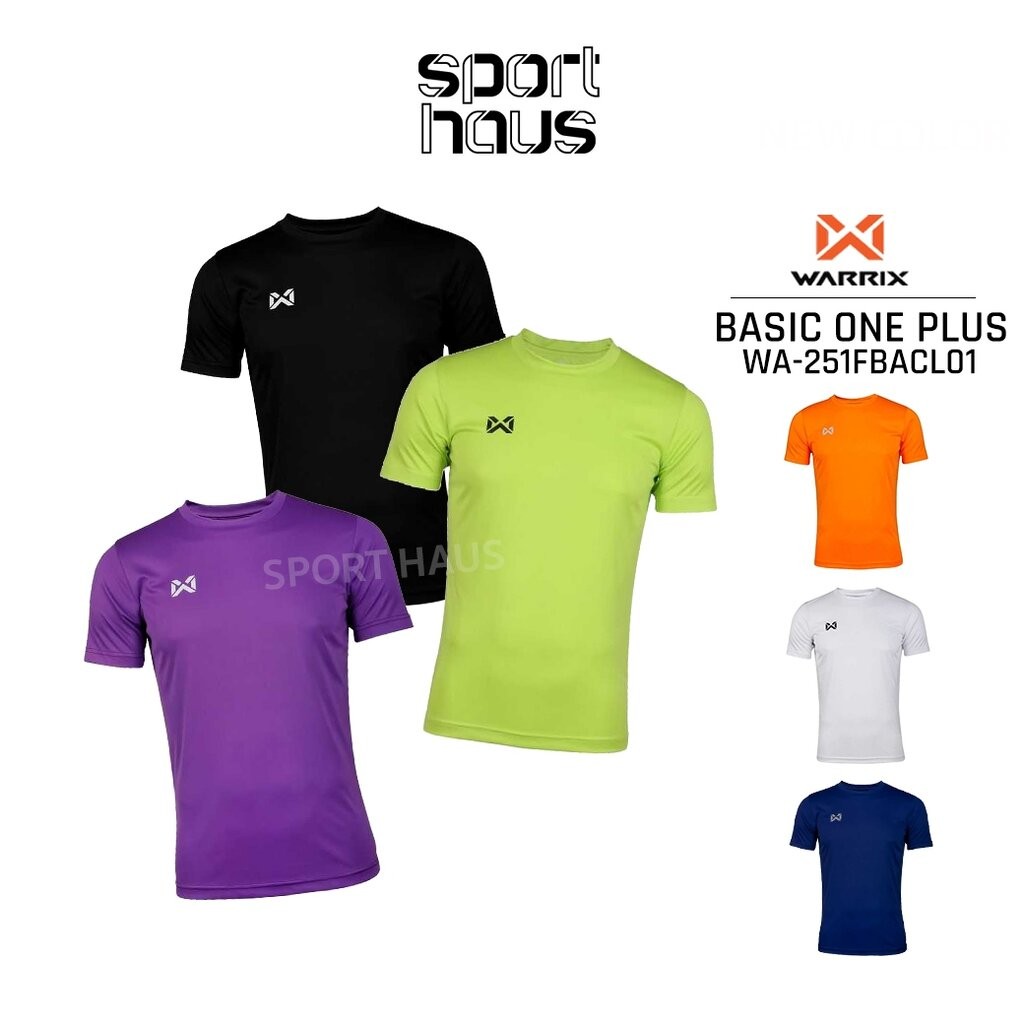 WARRIX เสื้อฟุตบอล เสื้อกีฬา เสื้อคอกลมสีล้วน วอริกซ์ รุ่น Basic One Plus WA-251FBACL01 สีดำ/กรมท่า