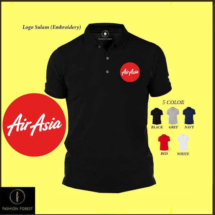 Baju sulam เย็บปักถักร้อย POLO เสื้อยืดสําหรับชายและ WOMRN AIRASIA AIR ASIA UNIFORM DRIVER RIDER STA
