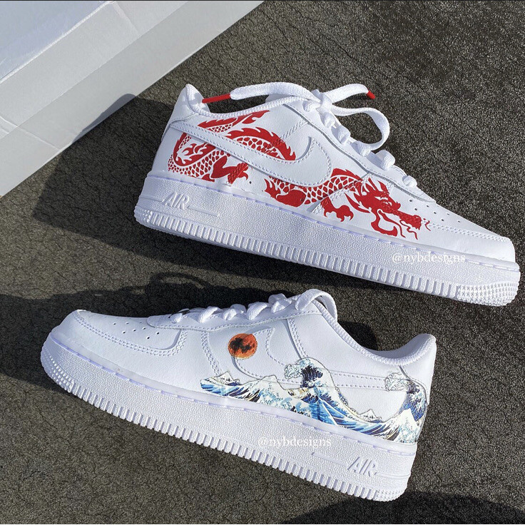 Mens Custom Nike Air Force 1 One Dragon Wave ทําได้ jv472