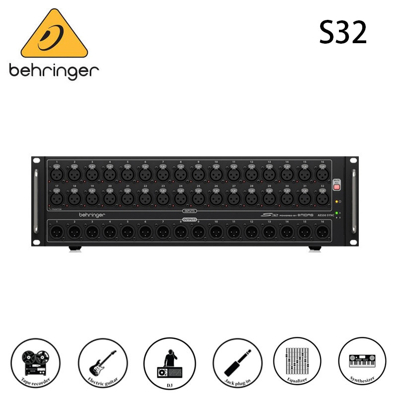 กล่อง Behringer S32 I/O พร้อม ปรีแอมป์ Midas ที่ควบคุมด้วยรีโมท 32 ช่อง, 16 เอาต์พุตและ AES50 จินตนา