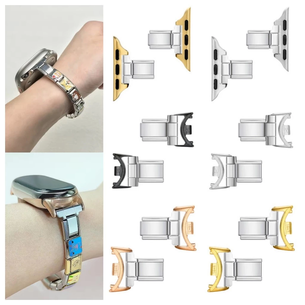 นาฬิกา Apple Mi ใหม่พร้อมขั้วต่อสร้อยข้อมือแบบโมดูลาร์อิตาลี DIY Splicing สร้อยข้อมืออุปกรณ์เสริม