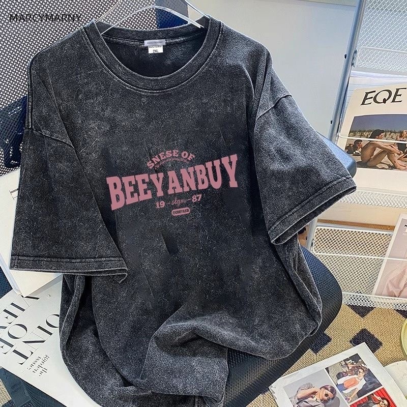 Top.street เสื้อยืดOversize วินเทจ เสื้อ"BEEYANBUT"t shirt cotton100%เสื้อสีฟอก คอกลม เสื้อยืดผ้าฝ้าย แขนสั้น แฟชั่น 3XL