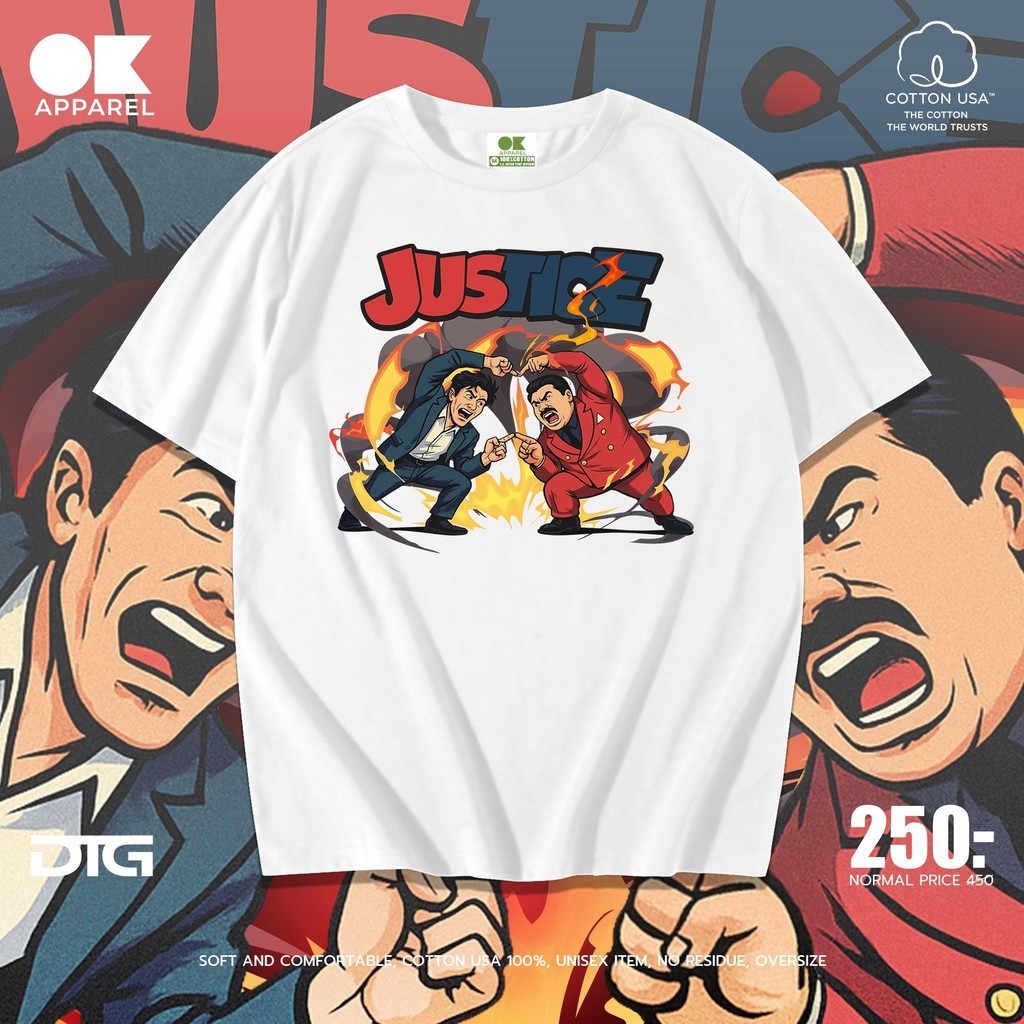 OK Apparel เสื้อยืดคอกลมแขนสั้น ลาย Justice Oversize ⚡️ สุดคุ้มในอเมริกา! ⚡️