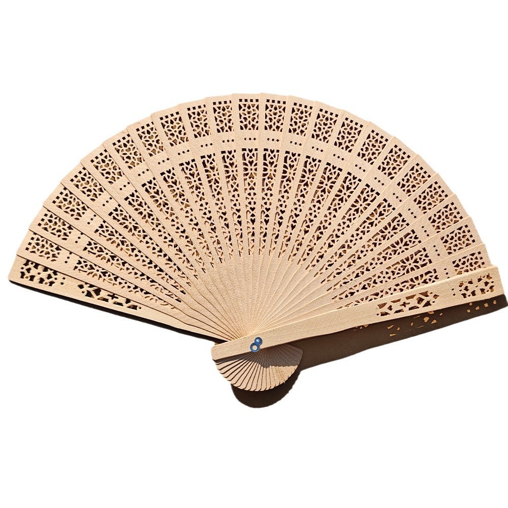 พัดไม้หอมทำด้วยมือสไตล์จีนสำหรับผู้หญิงพัดไม้จันทน์พัดไม้จันทน์พัดแบบพับสไตล์โบราณพัดผู้หญิงคลาสสิกฉลุลายพกติดตัวได้