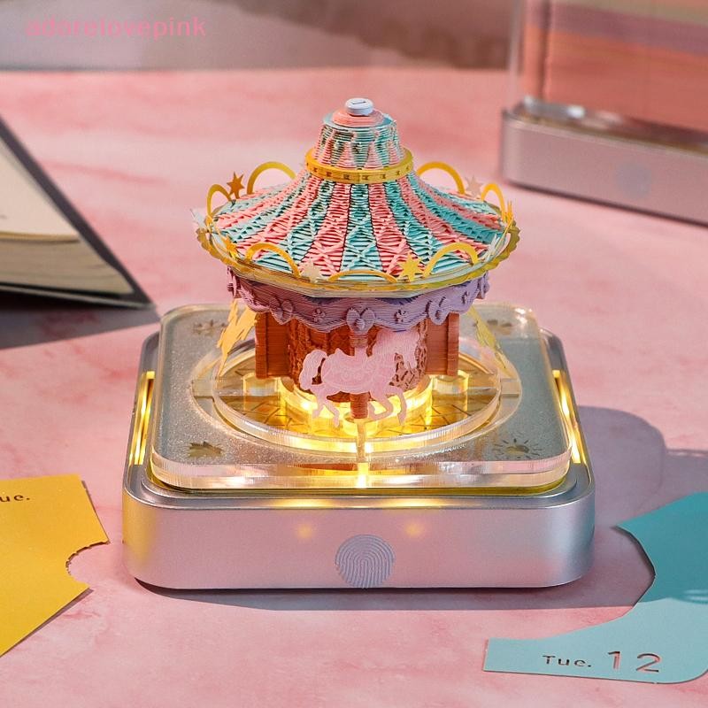 Adorelovepink Carousel ปฏิทินตั้งโต๊ะพร้อมไฟ LED 2025 ปฏิทิน Memo Pad ปฏิทินตั้งโต๊ะสร้างสรรค์ DIY หมายเหตุ Notepad 3D Art ปฏิทินกระดาษ th
