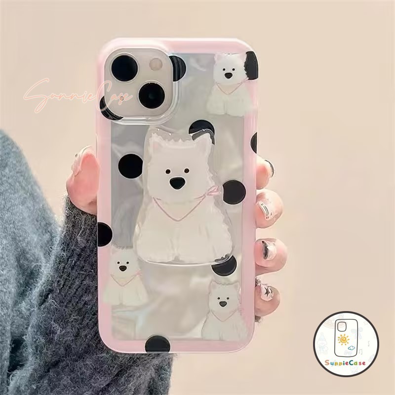 เคสไอโฟน11 16 ลูกสุนัขสีขาว สำหรับ เคส IPhone 13 15 11 12 16 14 Pro Max XR X XS 7Plus 8Plus Max 7 6 6s 8 Plus SE TPU เคส