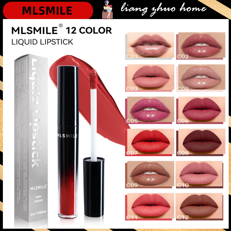 Mlsmile 1 ชิ้น Lip Glaze ชุดกํามะหยี่ Matte Liquid ลิปสติก Non Stick Cup แต่งหน้ากันน้ํา Lasting Moisturizing Matte Lip Gloss