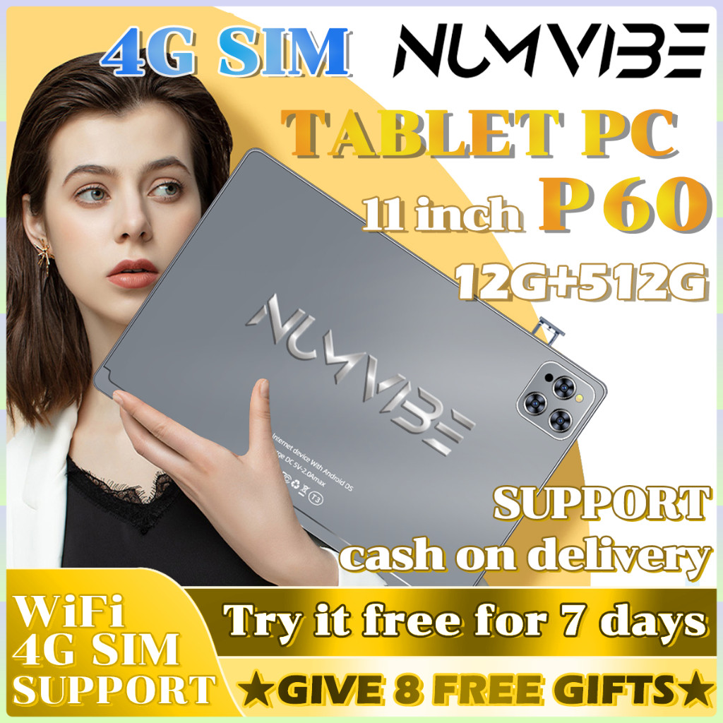 NUMVIBE P60 5G Tablet 11 นิ้วแท็บเล็ตดั้งเดิม 12GB+512GB ROM Dual SIM LTE WiFi Tablet PC for work ga