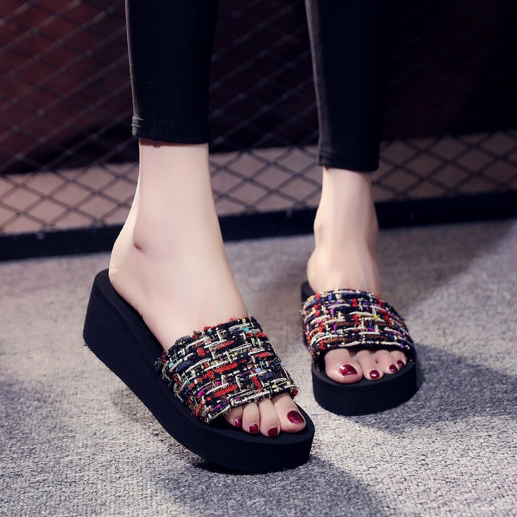 go🚚รองเท้าแตะผู้หญิง เสริมส้น5ซม. ลิ่ม slipper น้ำหนักเบา แฟชั่น กันลื่น ใส่สบาย นำเข้าราคาถูก A-053