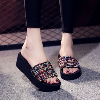 go🚚รองเท้าแตะผู้หญิง เสริมส้น5ซม. ลิ่ม slipper น้ำหนักเบา แฟ…