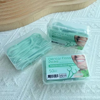 MINT DENTAL FLOSS รสมิ้นต์ไหมขัดฟัน​ 50ชิ้น 1กล่อง ลมหายใจสดชื่น YS05