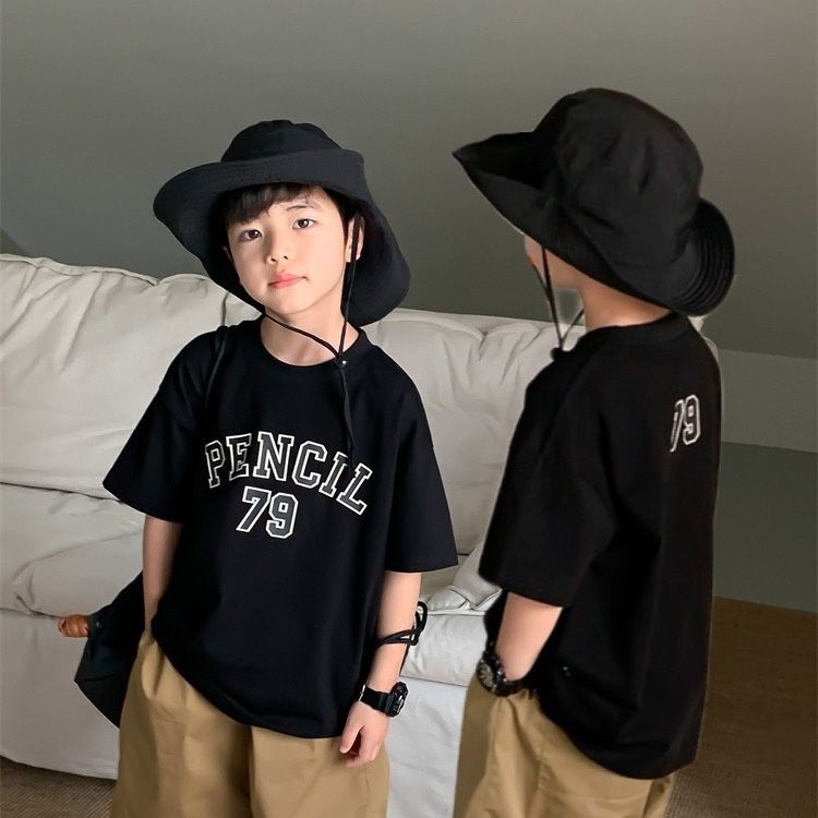 (จัดส่งตลอด 24 ชั่วโมง)เสื้อยืดแขนสั้น ผ้าฝ้าย สไตล์เกาหลี แฟชั่นฤดูร้อน สําหรับเด็กผู้ชาย A75X 2023