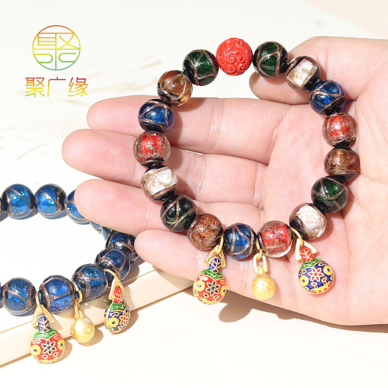 สร้อยข้อมือเคลือบสีเทาหอมสร้อยข้อมือหญิงชาดกลืนสัตว์สีทอง เหวินหว่าน พระพุทธรูปลูกปัด ปักกิ่ง อําเภอแผงลอย