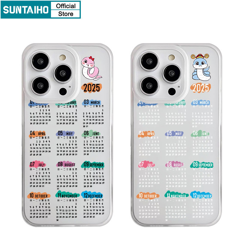 Suntaiho 2025 ใหม่ปีรูปแบบปฏิทิน Clear Frosted สําหรับ Iphone 16 15 14 12 13 11 Pro Max IP 7 8 Plus Iphon X Xs XR Xs Max TPU ซิลิคอนนุ่มพรีเมี่ยมกันกระแทกปกหลัง