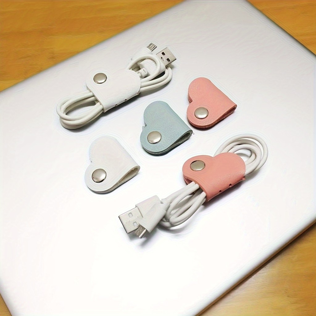 Creative Love Data Cable Storage อุปกรณ์ประณีตหนัง Cable Organizer เข็มขัดสําหรับจัดระเบียบโทรศัพท์มือถือสายชาร์จสายหูฟัง