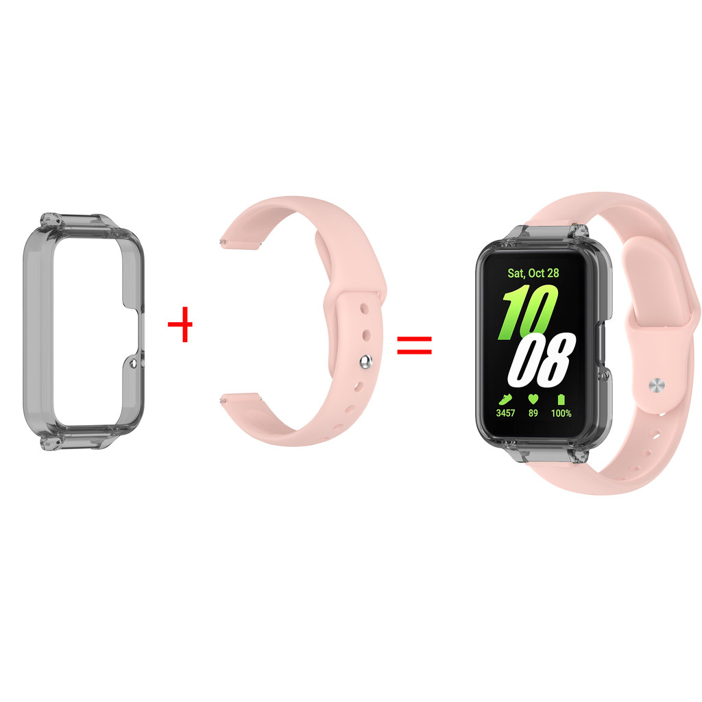 สําหรับ Samsung Galaxy Fit 3 สายซิลิโคน + เคส 2in1 ฝาครอบเปลือกหัวเข็มขัดพับหัวเข็มขัดแม่เหล็ก Band