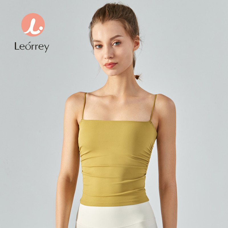 Leorrey-มีแผ่นรองหน้าอกเสื้อกั๊กโยคะกันกระแทกวิ่งชุดชั้นในกีฬาฟิตเนสเสื้อสายเดี่ยวใส่ด้านนอก