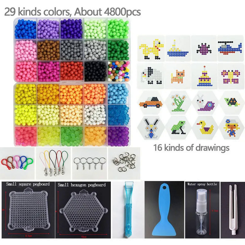 5MM Hama Beads Puzzle Perlen beads DIY Magic Water Spray Beads Set Ball Games 3D Handmade Toys for g