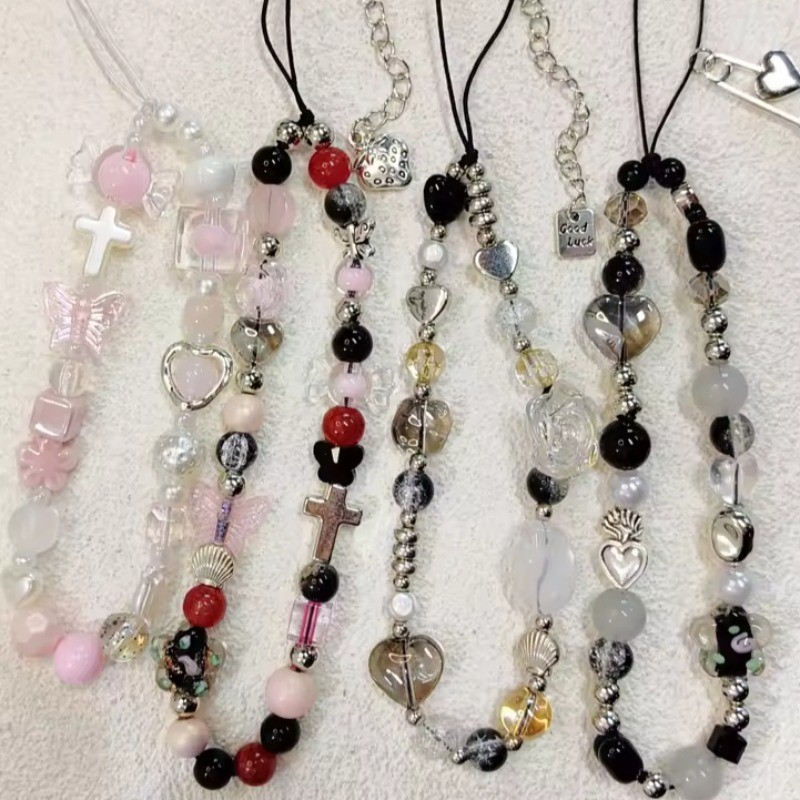 Ins สายคล้องโทรศัพท์มือถือ จี้ผีเสื้อ สีชมพู อเนกประสงค์ ป้องกันการสูญหาย
