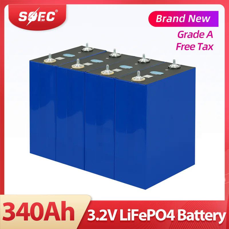 SOEC 3.2V 340AH Lifepo4 แบตเตอรี่แบตเตอรี่ลิเธียมเหล็กฟอสเฟตแบบชาร์จไฟได้ 12V 48V แบตเตอรี่สําหรับ E