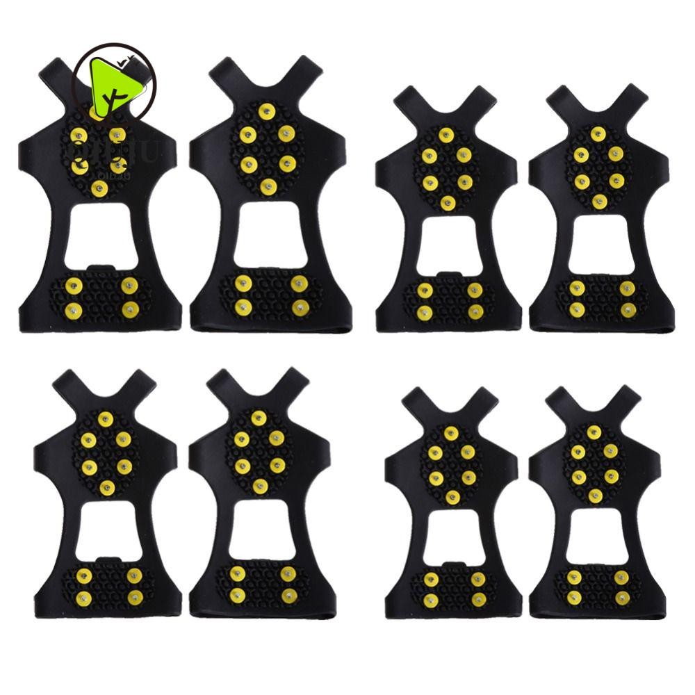 Qiju 1 คู่ Ice Grippers, S-XXL TPE Anti Slip Crampons, สวมใส่ 10 Studs Ice Snow รองเท้า Spikes ฤดูหนาว