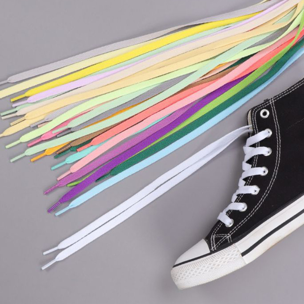 [จัดส่งภายในประเทศ]1 คู่ 80 ซม.แบนยอดนิยมกีฬารองเท้าผ้าใบที่มีสีสันรองเท้า Laces รองเท้า Tie