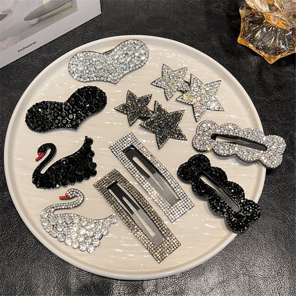 Rhinestone Swan Star กิ๊บติดผมหญิงกลับหัวผมหัก Bb คลิปด้านข้าง Bangs คลิป Hairpin ฤดูร้อน