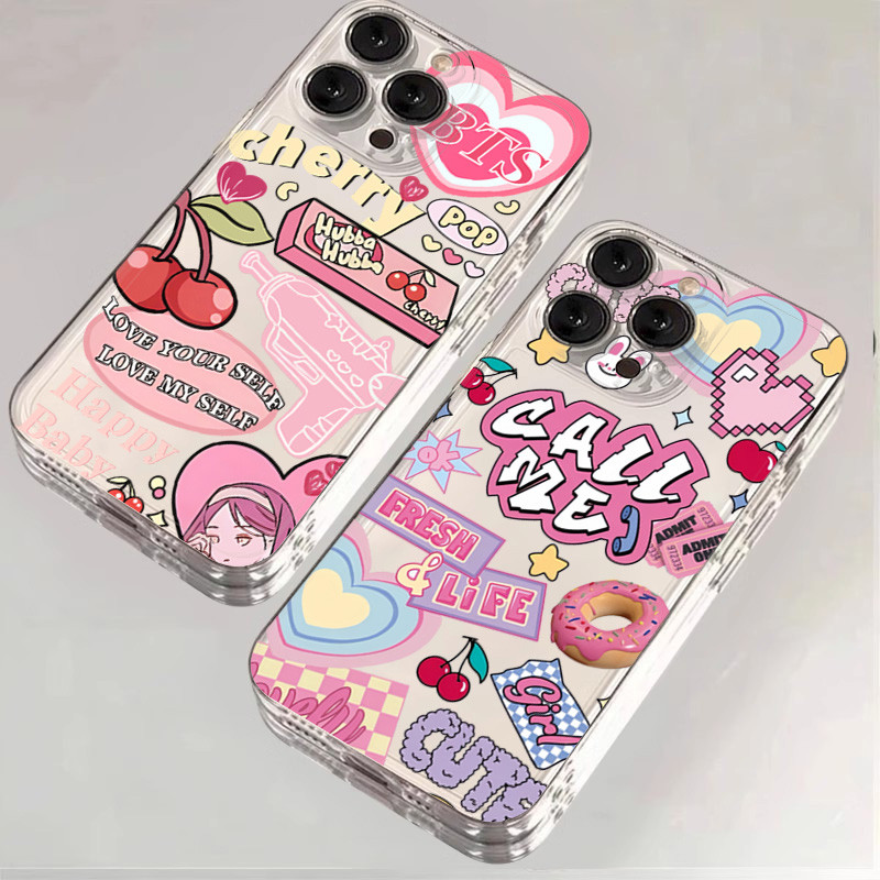 Sweetheart Cherry Love Heart สําหรับ Mi Poco X6 X3 X5 F5 M6 F6 Pro F3 Mi 14T 13T 15 12T 11T Pro 11 Lite 5G NE INS น่ารักการ์ตูน TPU กันกระแทกซิลิโคนนุ่ม