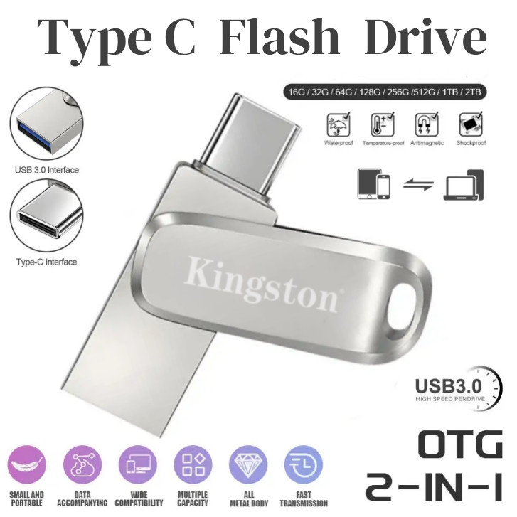 Datatraveler Flash Drive 1TB TypeC แฟลชไดรฟ์ 2TB Usb3.0 สําหรับโทรศัพท์ Usb C ThumbDrive